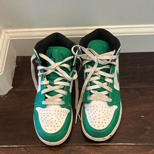 Kids Green and White Jordan Sneakers